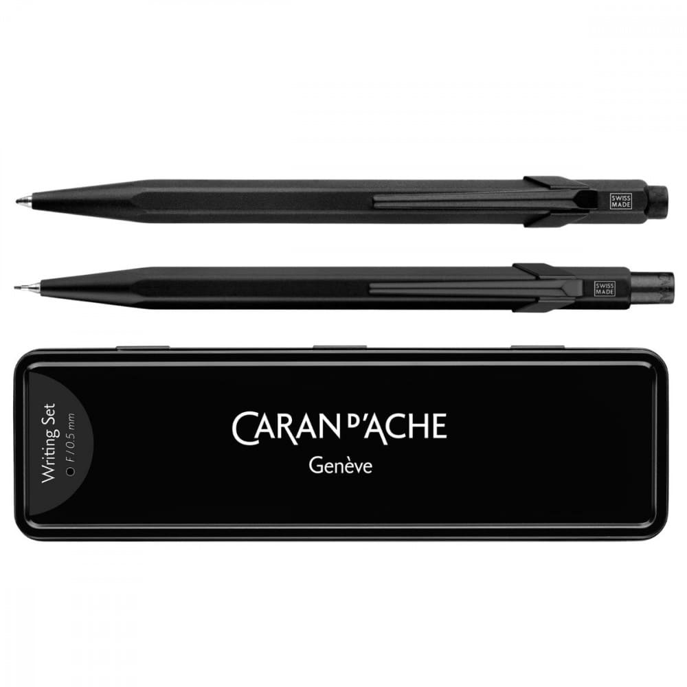 estojo presente caneta e lapiseira caran d’ache black code
